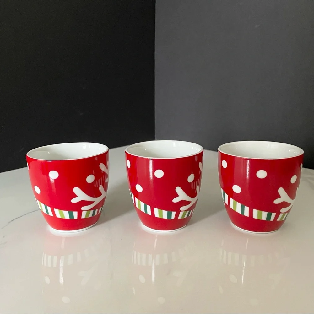 SET of 3 Espresso Reindeer Mugs by Crate&Barrel